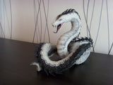 White snake statue - original handmade OOAK fantasy reptile