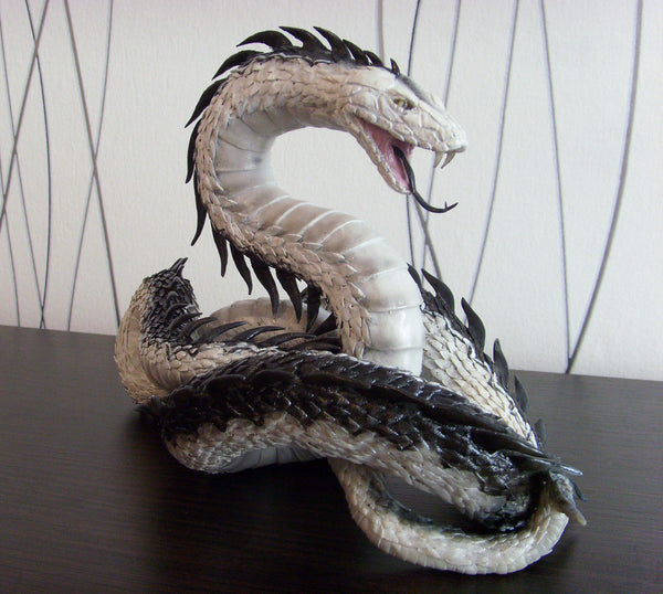 White snake statue - original handmade OOAK fantasy reptile